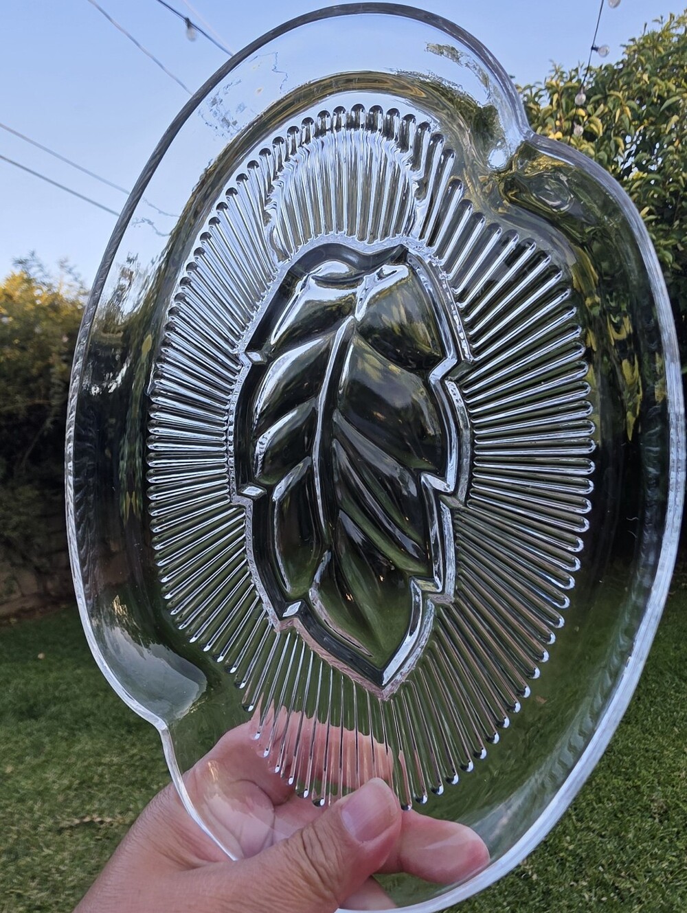 Vintage Federal Glass Crystal Leaf Snack Plates - Set of 5 (MCM 1950s)